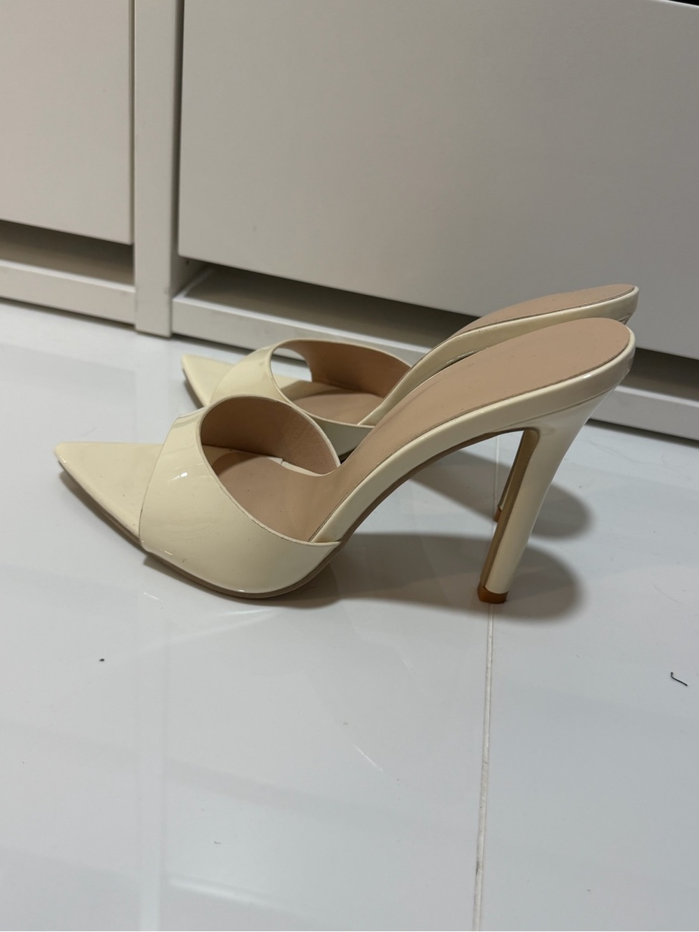 Women’s Cream High Heel Slide Mule
